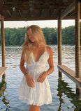 Simple A line Spaghetti Straps White Short Homecoming Dress Summer Hoco Dresses Cocktail Dress HZ1214