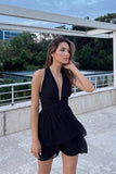 Cute A line Halter Black Summer Chiffon Homecoming Dress Hoco Dress Mini 20th Birthday Outfit Cocktail Dresses HZ1214