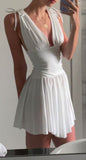 Cute A line White V Neck Summer Chiffon Homecoming Dress Hoco Dress Mini 20th Birthday Outfit Cocktail Dresses HZ1214