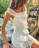 Cute A line Square Lace White Short Homecoming Dress Summer Hoco Dresses Cocktail Dress HZ1214