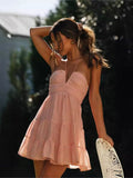 Cute A line Halter Pink Summer Chiffon Homecoming Dress Hoco Dress Mini 20th Birthday Outfit Cocktail Dresses HZ1214