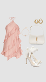 Cute A line Halter Pink Summer Homecoming Dress Chiffon Hoco Dress Mini 18th Birthday Outfit Cocktail Dresses HZ1214
