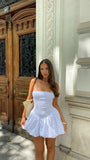 Simple A line Straps White Balloon Homecoming Dress Summer Hoco Dresses Cocktail Dress HZ1214