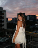 Simple A line White Strapless Short Lace Homecoming Dress Summer Hoco Dresses Cocktail Dress With Scarf HZ1214