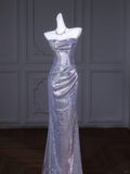 Pretty Mermaid Strapless Sequin Beads Long Prom Dress Party Dress Graduation Dresses HZ1214