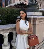 Cute A line Round White Short Homecoming Dress Summer Hoco Dresses Cocktail Dress HZ1214
