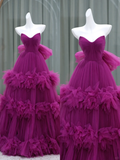 Elegant Ball Gown Sweetheart Tulle Long Prom Dress Party Dress Graduation Dresses HZ1214