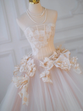 Pretty Wedding Dress Ball Gown Strapless Tulle Floral Long Wedding Dresses Bridal Gowns HZ1214