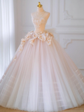 Pretty Wedding Dress Ball Gown Strapless Tulle Floral Long Wedding Dresses Bridal Gowns HZ1214