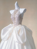 Romantic Bridal Gown Ball Gown High Neck White Wedding Dresses Minimalist Bridal Gowns HZ1214