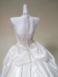 Romantic Bridal Gown Ball Gown High Neck White Wedding Dresses Minimalist Bridal Gowns HZ1214