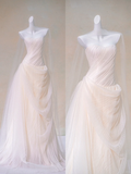 Rustic Wedding Dress Ball Gown Strapless Tulle Long Wedding Dresses Bridal Gowns HZ1214