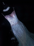 Gorgeous Mermaid Spaghetti Straps Sequin Long Prom Dress Party Dress Graduation Dresses With Bow-knot HZ1214