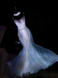 Gorgeous Mermaid Spaghetti Straps Sequin Long Prom Dress Party Dress Graduation Dresses With Bow-knot HZ1214
