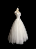 Vintage Ball Gown Off The Shoulder White Tulle Long Evening Party Gowns Evening Formal Dresses Evening Dress HZ1214