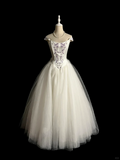 Vintage Ball Gown Off The Shoulder White Tulle Long Evening Party Gowns Evening Formal Dresses Evening Dress HZ1214