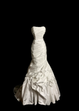 Retro Wedding Dress Mermaid Strapless Long Satin Ivory Ruffles Wedding Dresses Bridal Gowns HZ1214