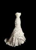 Retro Wedding Dress Mermaid Strapless Long Satin Ivory Ruffles Wedding Dresses Bridal Gowns HZ1214