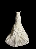 Retro Wedding Dress Mermaid Strapless Long Satin Ivory Ruffles Wedding Dresses Bridal Gowns HZ1214