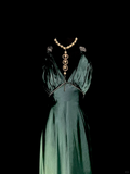 Vintage Mermaid Halter Green Satin Backless Long Evening Party Gowns Evening Formal Dresses Prom Dress HZ1214