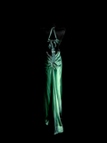 Vintage Mermaid Halter Green Satin Backless Long Evening Party Gowns Evening Formal Dresses Prom Dress HZ1214