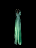 Vintage Mermaid Halter Green Satin Backless Long Evening Party Gowns Evening Formal Dresses Prom Dress HZ1214