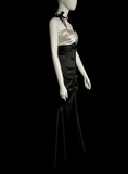 Vintage Mermaid Sweetheart Black Satin Backless Long Evening Party Gowns Evening Formal Dresses Prom Dress HZ1214