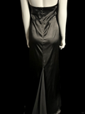 Vintage Mermaid Halter Black Satin Long Evening Party Gowns Evening Formal Dresses Prom Dress HZ1214