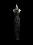 Vintage Sheath High Neck Sequin Long Evening Party Gowns Formal Dresses Prom Dresses HZ1214