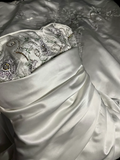 Vintage Wedding Dress A line Strapless White Satin Long Wedding Dresses Retro 1970s Bridal Gowns HZ1214