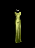 Vintage Sheath Spaghetti Straps Green Long Evening Party Gowns Formal Dresses Prom Dresses HZ1214