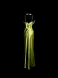 Vintage Sheath Spaghetti Straps Green Long Evening Party Gowns Formal Dresses Prom Dresses HZ1214