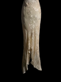 Vintage Mermaid Spaghetti Straps Champagne Lace Long Prom Dress Party Dress Graduation Dresses HZ1214