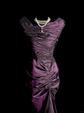 Vintage Mermaid Grape Taffeta Long Prom Dress Party Dress Graduation Dresses HZ1214