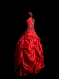 Vintage Ball Gown Sweetheart Red Ruffles Beaded Long Prom Dress Party Dress Graduation Dresses Sweet 16 Dress HZ1214