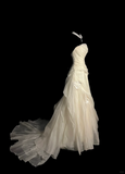 Retro Wedding Dress Mermaid Strapless Ivory Chiffon Long Wedding Dresses Retro 1970s Bridal Gowns HZ1214
