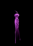 Vintage Mermaid Halter Satin Grape Satin Pleated Long Prom Dress Party Dress Graduation Dresses HZ1214