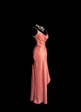 Vintage Mermaid Spaghetti Straps Pink Satin Long Prom Dress Party Dress Graduation Dresses HZ1214