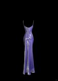 Vintage Mermaid Spaghetti Straps Grape Satin Long Prom Dress Party Dress Graduation Dresses HZ1214