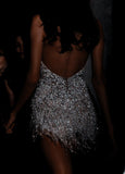 Sexy Sheath Halter White Sequin Short Homecoming Dress Summer Hoco Dresses Cocktail Dress Birthday Outfits HZ1214