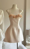 Simple A line Spaghetti Straps Satin Pink Homecoming Dress Summer Hoco Dresses Cocktail Birthday Night Dress HZ1214