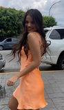 Simple Sheath Straps Orange Short Homecoming Dress Summer Hoco Dresses Cocktail Dress Birthday Outfits HZ1214