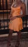 Simple Sheath Straps Orange Short Homecoming Dress Summer Hoco Dresses Cocktail Dress Birthday Outfits HZ1214