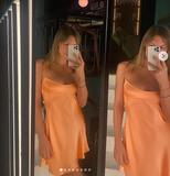 Simple Sheath Straps Orange Short Homecoming Dress Summer Hoco Dresses Cocktail Dress Birthday Outfits HZ1214