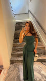 Pretty Sheath Straps Dark Green Satin Party Dresses Formal Summer Wedding Guest Dresses Wedding Guest Outfits HZ1214