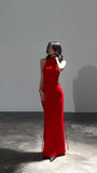 Pretty Sheath High Neck Red Party Dresses Formal Summer Wedding Guest Dresses Wedding Guest Outfits HZ1214