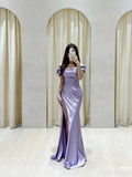 Gorgeous Mermaid Off The Shoulder Lilac Party Prom Dresses Formal Summer Wedding Guest Dresses Wedding Guest Outfits HZ1214