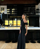 Gorgeous Mermaid Off The Shoulder Black Evening Dress Prom Dresses Formal Summer Wedding Guest Dresses Wedding Guest Outfits HZ1214