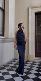 Pretty Mermaid High Neck Navy Blue Evening Party Dresses Formal Summer Wedding Guest Dresses Wedding Guest Outfits HZ1214