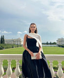 Gorgeous A line Spaghetti Straps Satin Black Evening Dress Prom Dresses Formal Summer Wedding Guest Dresses Wedding Guest Outfits HZ1214